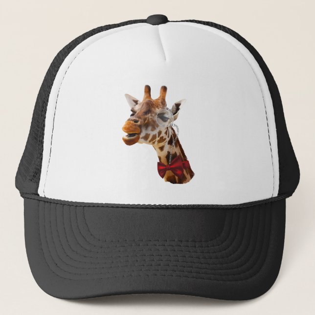 Boné Girafa engraçada com Bowtie e Monocle (Frente)