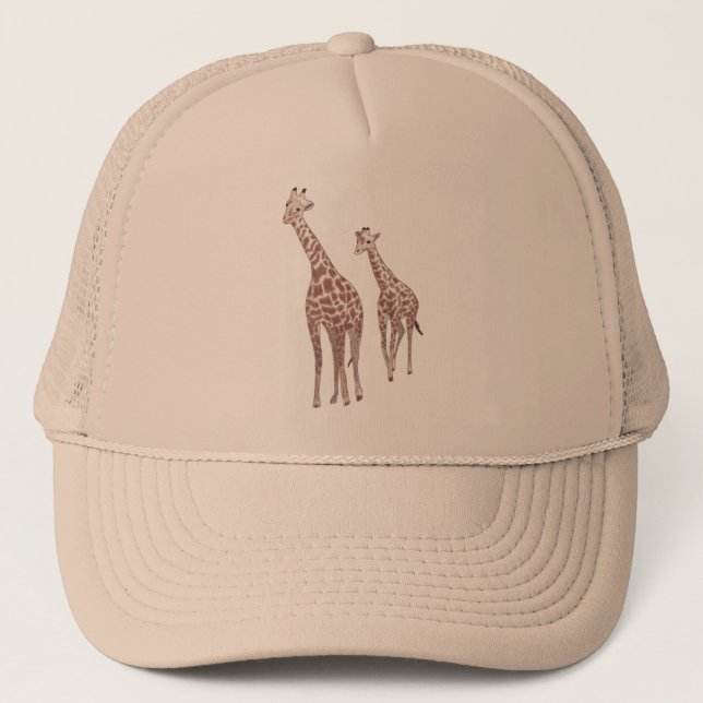 Boné Girafas-mãe e criança desenhando chapéus (Frente)