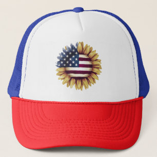 Boné Girassol Patriótico,Bandeira Americana Rústica Cou