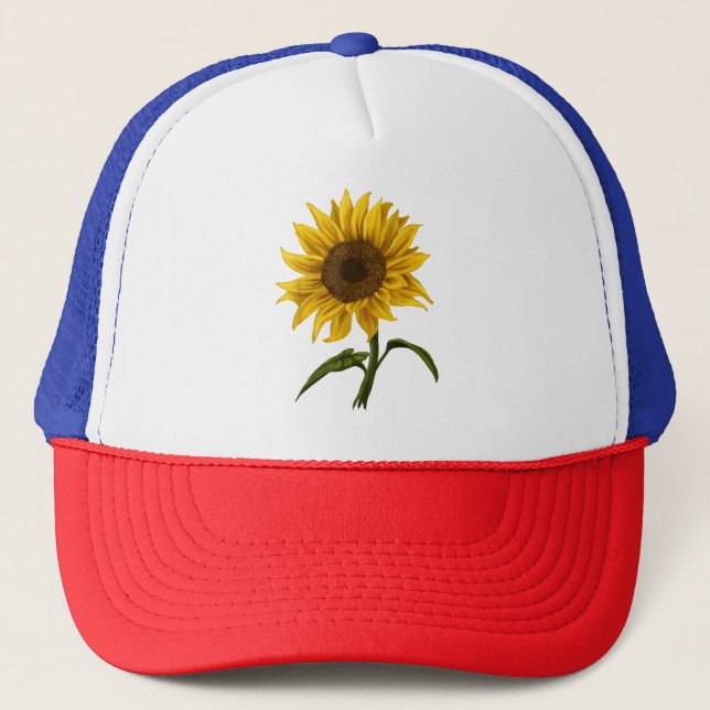 Boné Girassol Sunshine Floral Watercolor Flor (Frente)