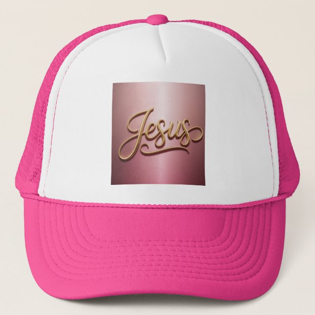 Boné Gold Jesus Script Pink  (Frente)