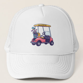 Boné Golf Cart Clubs Monogram Name Trucker Hat