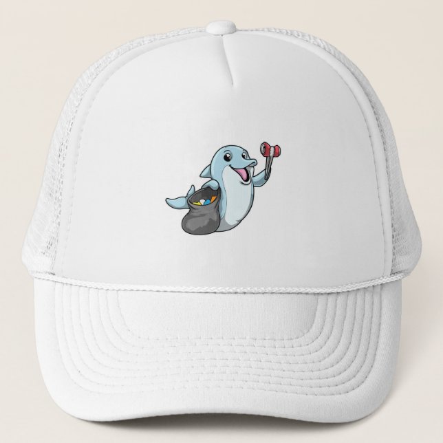 Boné Golfinho como Limpador com Saco de Lixo (Frente)
