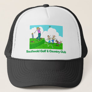 Boné Golfista joga golfe e dá uma tacada ruim.