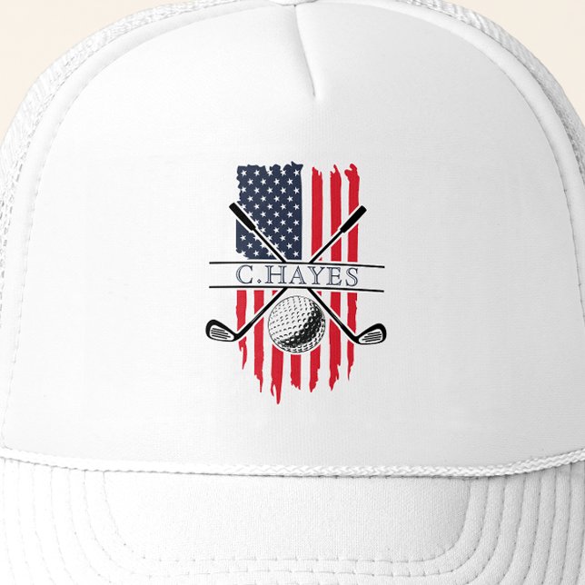 Boné Golfista Patriótico Bandeira Americana (Criador carregado)