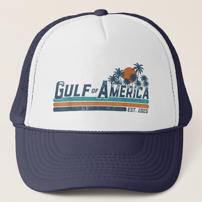 Boné Golfo Retro dos EUA América 2025 Bandeira American (Frente)