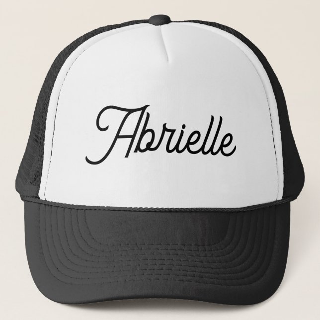 Boné Gorra Clássica Preta e Branca com o Nome Abrielle  (Frente)