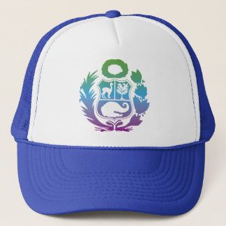 Boné Gorra con escudo del Perú en degrade turquesa