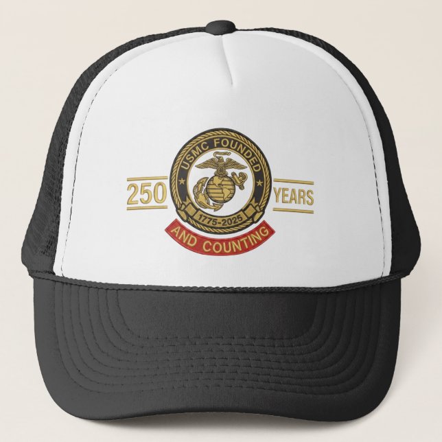 Boné Gorra do 250º Aniversário do USMC – E Contando (Frente)