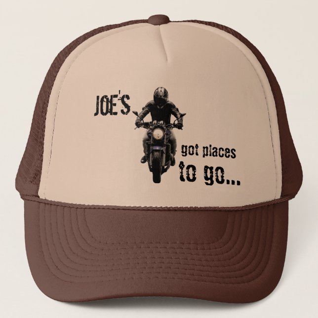 Boné Gorra Personalizada de Moto Tan e Marrom (Frente)