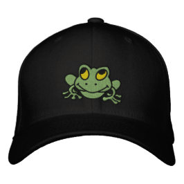 Boné Gorro Bordado com Sapo Verde Fofo