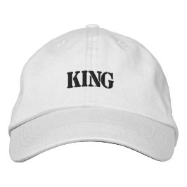 Boné Gorro Clássico Rei Bordado em Branco de Algodão