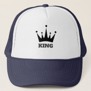 Boné Gorro com imagem de coroa e texto Rei em branco e