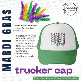 Boné Gorro de Caminhoneiro Empilhado Mardi Gras