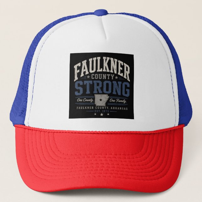 Boné Gorro de Caminhoneiro Faulkner County Strong (Frente)