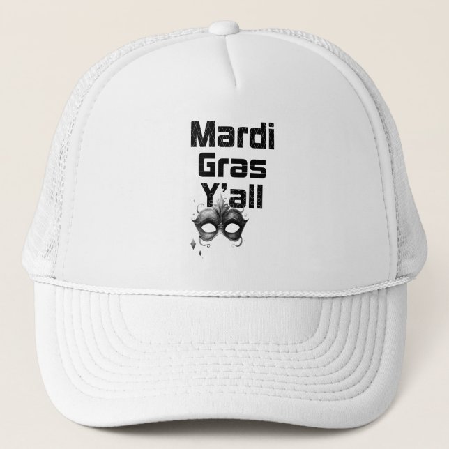 Boné Gorro de Caminhoneiro Mardi Gras Y'all (Frente)