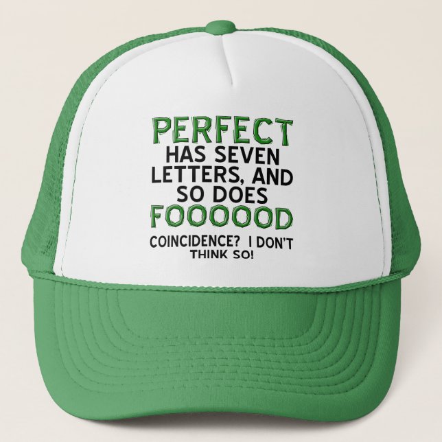 Boné Gorro de Capa de Bola Engraçada Comida Perfeita (Frente)