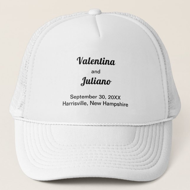 Boné Gorro de casamento preto e branco (Frente)
