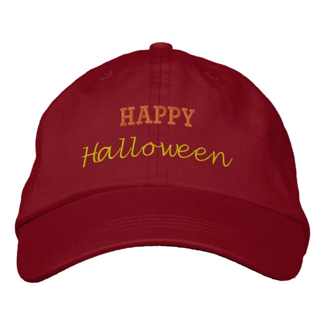 Boné Gorro de dia Feliz Halloween Ajustável Cor Vermelh (Frente)