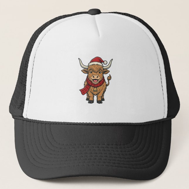 Boné Gorro de Papai Noel de Vaca das Terras Altas de Na (Frente)