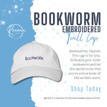 Gorro de Twill Bordado Amantes de Livros Bibliófil