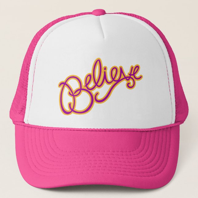 Boné Gorro gráfico estilizado em rosa e amarelo com a p (Frente)