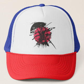 Boné Gorro samurai vermelho e preto