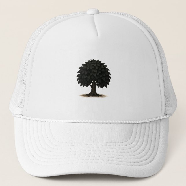 Boné Gorro Silhueta de Árvore Preta – Chapéu Minimalist (Frente)