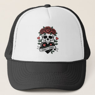 Boné Gráfico Sombriamente Seu: Caveira Gótica com Rosas