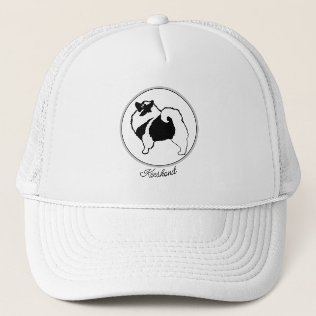 Boné Gráficos Keeshond - Arte de Cachorro Original (Frente)