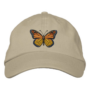 Boné Grande bordado da borboleta de monarca