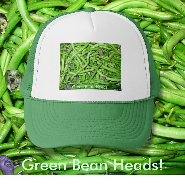 Boné Green Bean Cabeça Rostos Engraçados De Jardim De F (Green Bean Heads Funny Photo Garden Faces Trucker Hat)