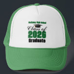 Boné Green Class of 2026 Graduation Custom<br><div class="desc">Customize your own green high school Class of 2026 graduate hat for a graduation party. Cool varsity letters for the year on a great custom commemorative gift for seniors. Classic keepsake with your student photograph.</div>