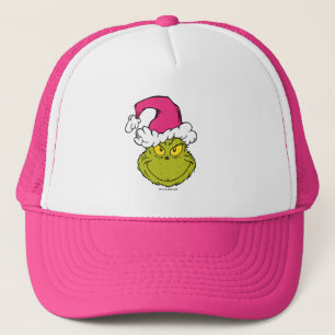 Boné Grinch com Chapéu de Papai Noel Rosa