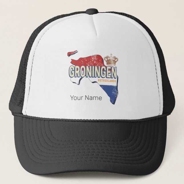 Boné Groningen Países Baixos - Mapa Retro Holandês Vint (Frente)