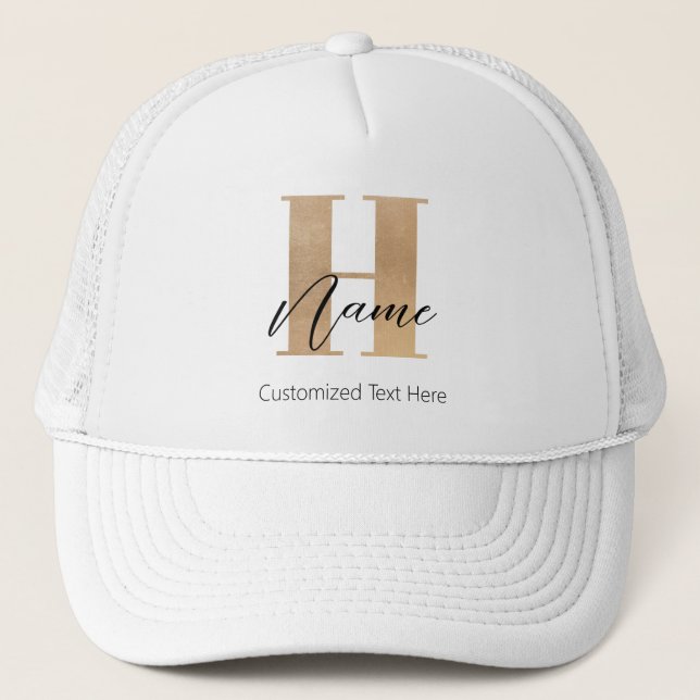 Boné H & Name Iniciais Modernos Monogramados Personaliz (Frente)