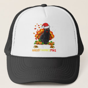 Boné Halloween De Gato Negro E Feliz Salão De Natal
