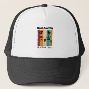 Boné Halloween Doces ou Travessuras Lobisomem Bruxa Esq