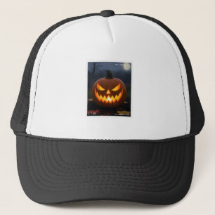 Boné Halloween Trucker Hat, abóbora assustadora