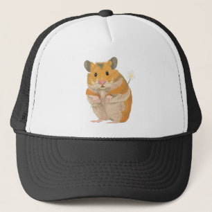 Boné Hamster pequeno bonito que guardara uma flor