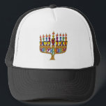 Boné Happy Hanukkah Dreidels Menorah<br><div class="desc">Você está vendo a Coleção de Design Lee Hiller. Roupa,  Ofertas e Coleções Lee Hiller Fotografia ou Coleção de Arte Digital. Você pode ver sua fotografia da Nature em http://HikeOurPlanet.com/ e seguir seu blog de caminhada no Hot Primavera National Park.</div>
