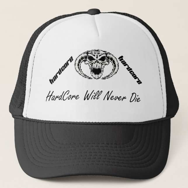 Boné hardcore will never die  trucker cap (Frente)