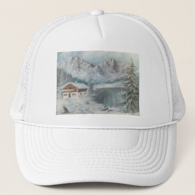 Boné Hat Ann Hayes Pintando Cena de Neve Bávara (Frente)