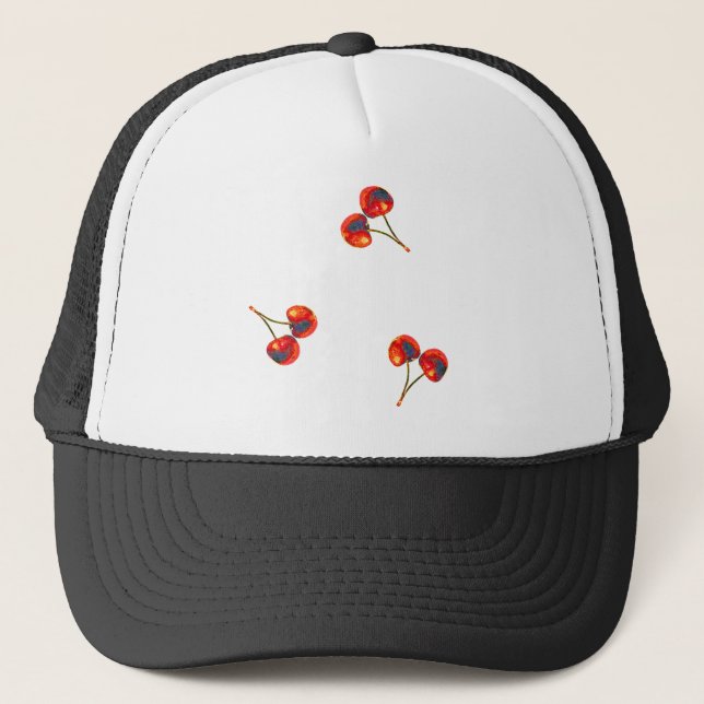 Boné Hat de caminhoneiro com padrão de cereja vívida (Frente)