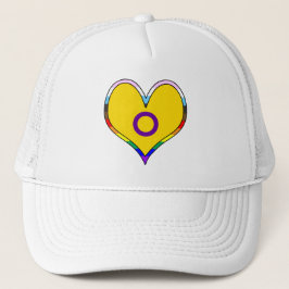 Boné Hat do Caminhoneiro do Coração do Orgulho Intersex