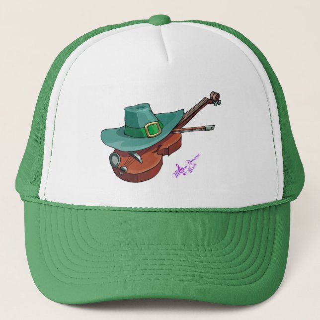 Boné Hat do Dia de São Patrício e Violin Green Trucker  (Frente)