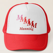 Hat - Name and Stepped Monogram (reds)