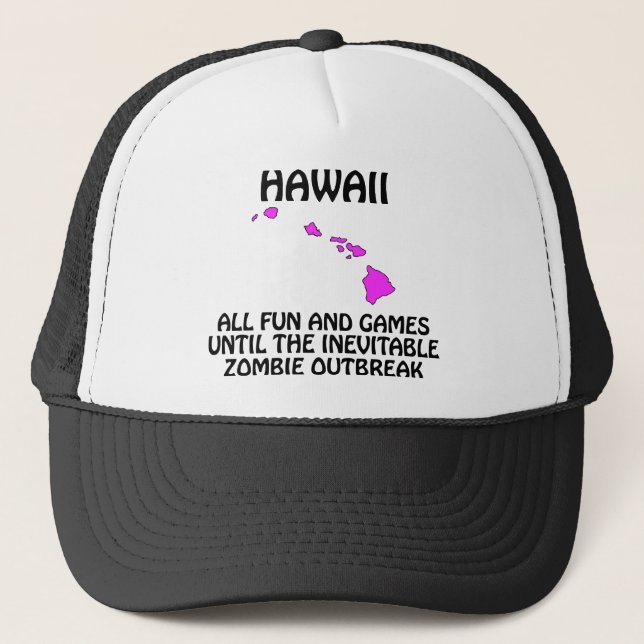 Boné Havaí - Diversão e Jogos Até o Surtos de Zumbis (Frente)
