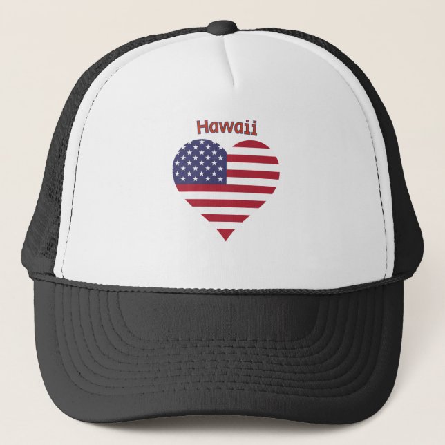 Boné Hawaii American Flag Heart (Frente)