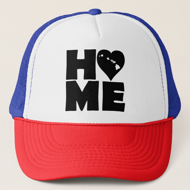 Boné Hawaii Home Heart State Ball Cap Trucker Hat (Frente)